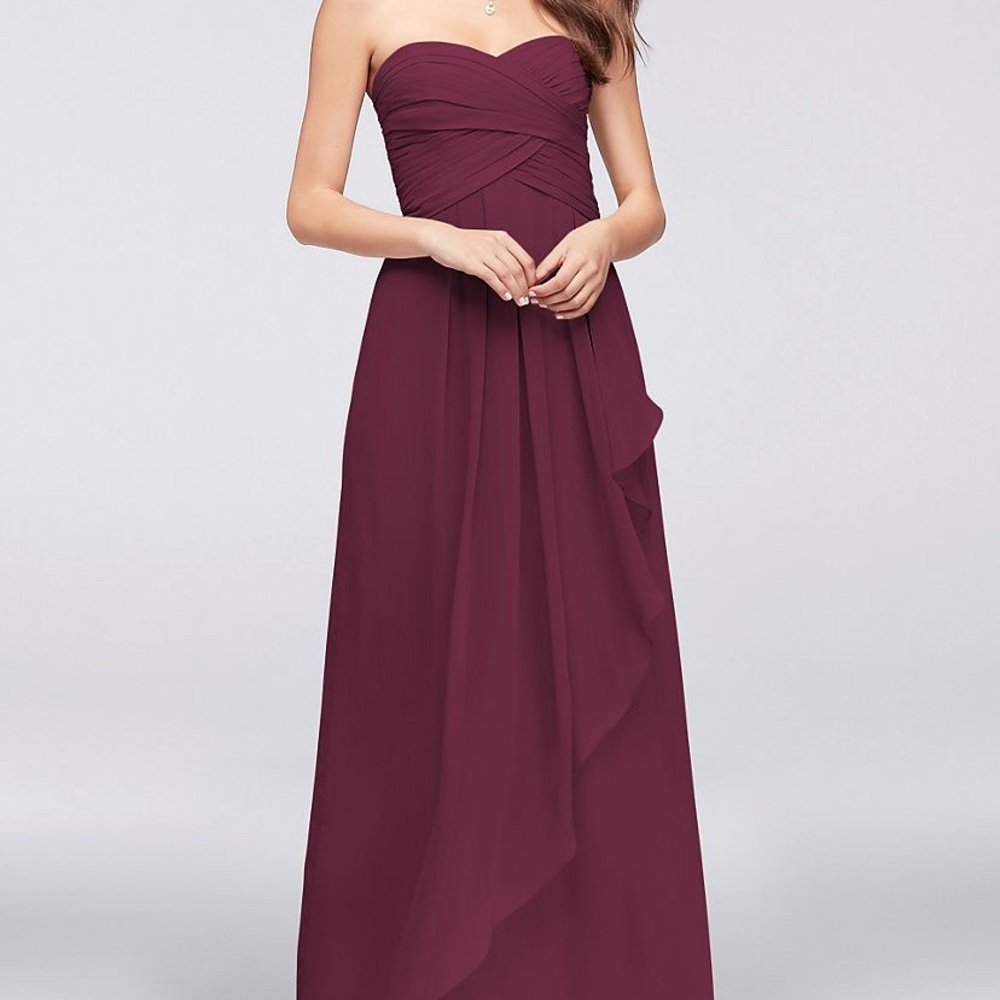 NWT David’s Bridal Wine Red Long Strapless Dress